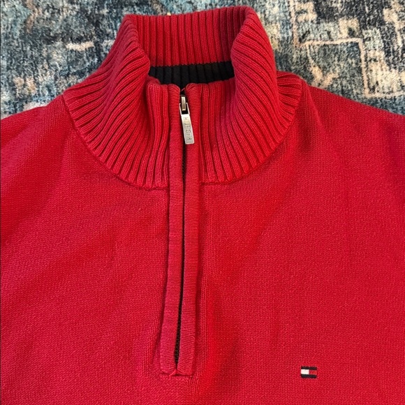 Tommy Hilfiger Red Premium Cotton Pullover Sweater. Medium - Picture 2 of 7